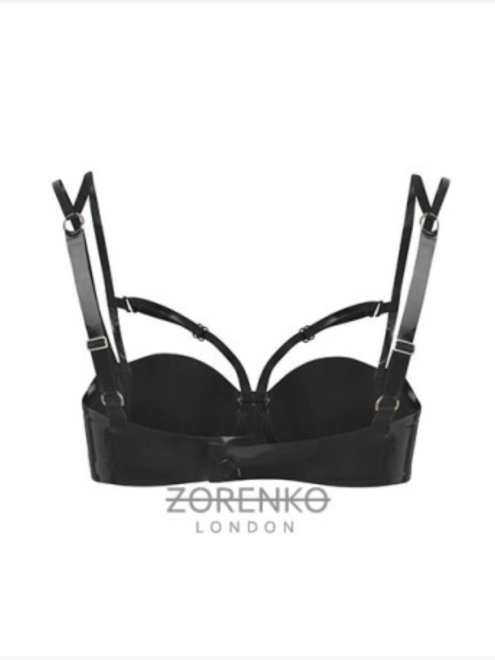 Zorenko London Latex Peek Strap Bra in Pearl-Sheen Pewter - Picture 4 of 7